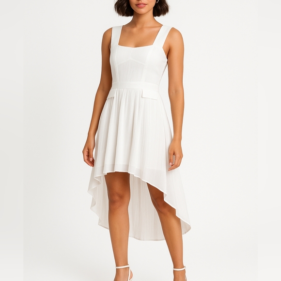 WALTER BAKER Dress Womens M White Jolie Chiffon Cut Out Bridal Bachelorette Flaw - Picture 1 of 16